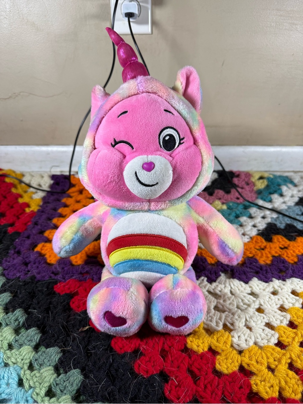 Care Bears Cheer Bear Pink Rainbow Unicorn Plush - Multicolor Pastel Cuddle Bear